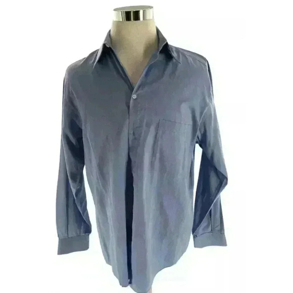 Claiborne Mens Sky Blue Button Up Long Sleeves Dressy Shirt Size 16.5 - Picture 1 of 6